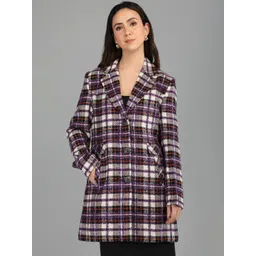 HONNETE Women Regular Fit Single Breasted Checked Overcoat-picture-35