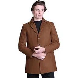 hood culture Men Tweed Modern Winter Coat Hip Length Single Breasted Overcoat Regular Fit With Spread Collar Buttoned Cuffs And Front Side Pockets For Stylish Casual Or Formal Wear Blazer-picture-36