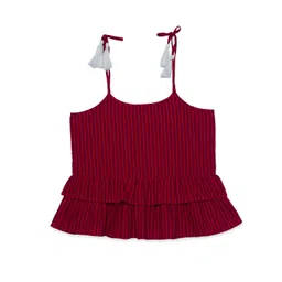 Hoop Hippo Maroon & Black Striped Spagetti Tassels Top-picture-19