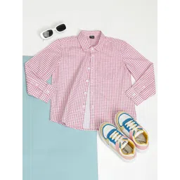 Hoop Boys Gingham Checks Opaque Checked Casual Shirt-picture-23