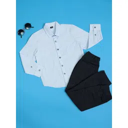 Hoop Boys Opaque Spread Collar Chest Pocket Full Sleeves Cotton Casual Regular Fit Shirt-picture-21