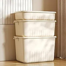 HoopVool® Multi Purpose Plastic Storage Bins Stackable Organizer Boxes with Lids, Stackable Crates for Home & Kitchen, items like books, clothes, snacks, toys. (All Size Combo, All)-picture-28
