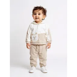 HOP Baby by Westside Beige Printed Cotton Sweatshirt with Joggers Set-picture-32