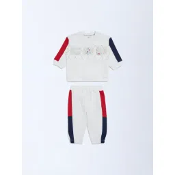 HOP Baby by Westside White Colour-Blocked Sweatshirt and Joggers Set-picture-20