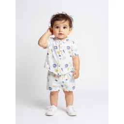 HOP Baby by Westside White Printed Cotton Shirt with Shorts Set-picture-23