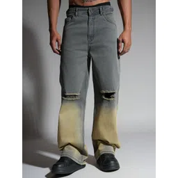 HOP HEAD Men Solid Mid-Rise Slash Knee Heavy Fade Stretchable Jeans-picture-28