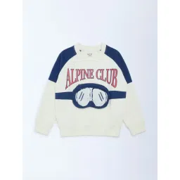 HOP Kids Boys by Westside Off-White Text Design Cotton-Blend Sweatshirt-picture-29