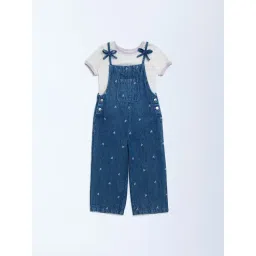 HOP Kids by Westside Blue Embroidered Denim Dungaree with T-Shirt Set-picture-27