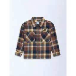 HOP Kids by Westside Brown Checkered Cotton Shirt-picture-11