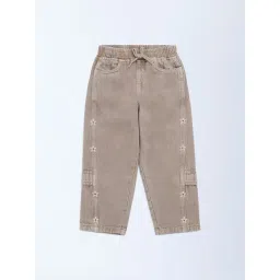 HOP Kids by Westside Brown Floral Embroidered High-Rise Jeans-picture-22