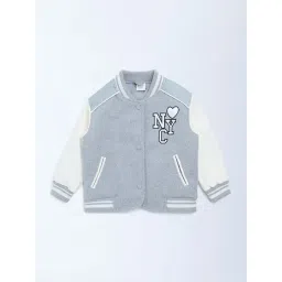 HOP Kids by Westside Grey Embroidered Varsity Cotton Jacket-picture-34