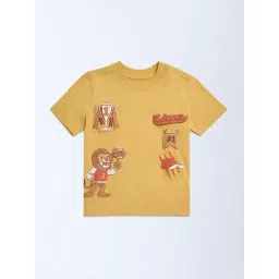 HOP Kids by Westside Mustard Printed Cotton T-Shirt-picture-32