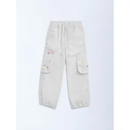 HOP Kids by Westside Off-White Embroidered Mid-Rise Cotton Joggers-picture-19