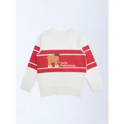 HOP Kids by Westside Off-White Striped Cotton-Blend Sweatshirt-picture-12