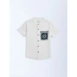 HOP Kids by Westside White Crinkle-Textured Cotton Shirt-picture-12
