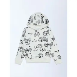 HOP Kids by Westside White Printed Cotton-Blend Hooded Jacket-picture-13