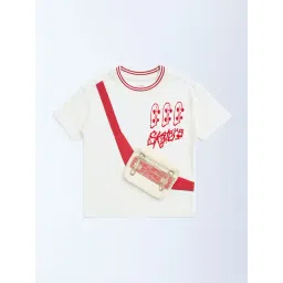 HOP Kids by Westside White Skater-Inspired Cotton T-Shirt image 3
