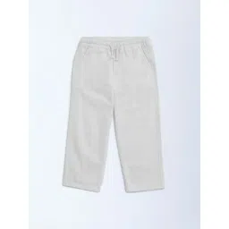 HOP Kids by Westside White Solid Mid-Rise Cotton Trousers-picture-18