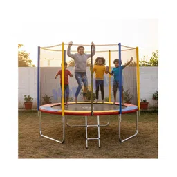 Hop N Play Heavy Duty 8ft Fitness Trampoline with Safety Net Supports Up to 150kg, Indoor & Outdoor Use, Rainbow Color, Ideal for Kids & Adults-picture-24