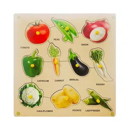Hop N Play Wooden Peg Board Vegetables Identification Puzzle Tray, Early Learning Wooden Toys for Kids-picture-25