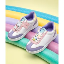 Hopits Colour Blocked Unicorn Applique Detailed Lace Up Wonderwalk Sneakers - Purple-picture-11