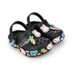 HOPPA SWEDEN Bunny Designed Perforated Clogs With Charms - Black-picture-17