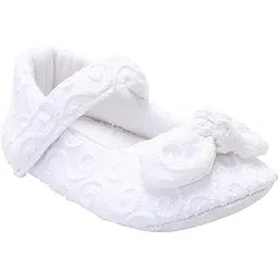 hopscotch Baby Girls Cotton and Polyester Bow Applique Infant Booties in White Color-picture-34