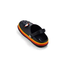 Hopscotch Boys Black Cartoon Accents Backstrap Clogs image 2