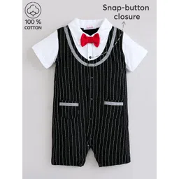Hopscotch Boys Black Classic Pinstripe Romper-picture-24