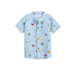 Hopscotch Boys Blue Animal Printed Casual Shirt-picture-18