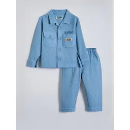 Hopscotch Boys Blue Solid Shirt and Pyjamas-picture-31