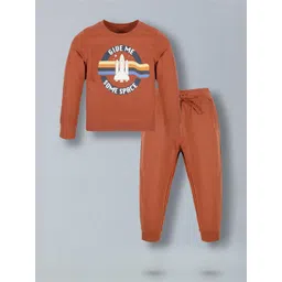 Hopscotch Boys Brown Pure Cotton Printed Clothing Set-picture-28
