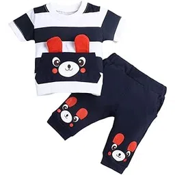 hopscotch Boy's Cotton Striped T-shirt and Joggers Set-picture-37