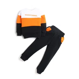 Hopscotch Boys Orange & Black Striped T-shirt with Trousers-picture-40