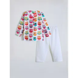 Hopscotch Boys Owl Printed Cotton T-Shirt And Pyjama Night suit-picture-25