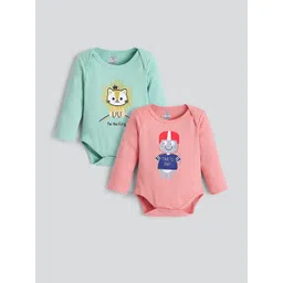 Hopscotch Boys Pack Of 2 Cotton Animal Print Long Sleeve Bodysuits-picture-24