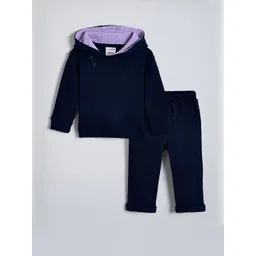 Hopscotch Boys Textured Hooded T-Shirt With Trousers Clothing Set-picture-34