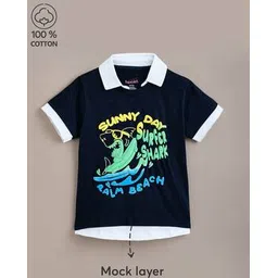 hopscotch Boys Typographic Print Regular Fit Cotton Polo T-Shirt-picture-46