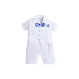 Hopscotch Boys White & Blue Solid Romper-picture-12
