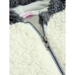 Hopscotch Boys White Fleece Hooded Knitted Jacket-picture-40