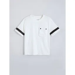 Hopscotch Boys White Printed Cotton Regular Fit T-shirt-picture-10