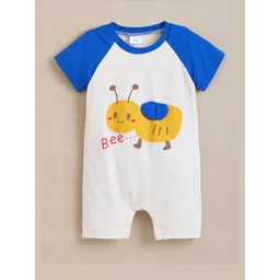 Hopscotch Boys White Round Neck Short Sleeve Cotton Rompers-picture-28