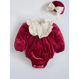 Hopscotch Girls Colourblocked Ruffled Long Sleeves Bodysuit with Cap-picture-31