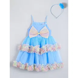 Hopscotch Girls Fit & Flare Ruffle Embellished Bow Dress-picture-58