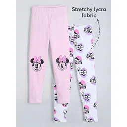 Hopscotch Girls Pack Of 2 Minnie Mouse Printed Mid-Rise Ankle-Length Leggings-picture-20