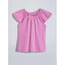 Hopscotch Girls Pink Gathered Cotton Top-picture-35