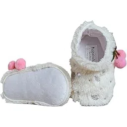 hopscotch Girls White Fluffy Pom Pom Booties-picture-48