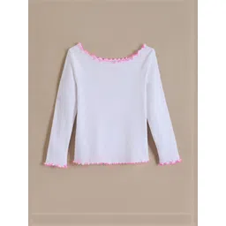 Hopscotch Girls White Printed Ribbed Ruffle T-shirt-picture-32