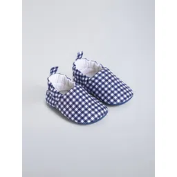 Hopscotch Kids Boys Blue Gingham Infant Booties-picture-14