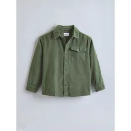 Hopscotch Kids Boys Olive Polyester Casual Shirt-picture-20